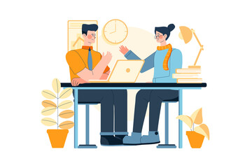 Shared Workspace Illustration concept. Flat illustration isolated on white background