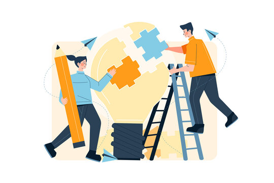 Solving Problem Illustration concept. Flat illustration isolated on white background