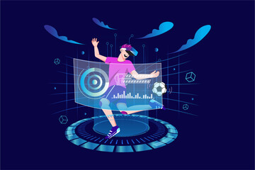 Metaverse and Virtual Reality Sports Illustration concept. Flat illustration isolated on white background.