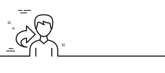 Share refer line icon. User or businessman person sign. Male silhouette symbol. Minimal line illustration background. Share line icon pattern banner. White web template concept. Vector