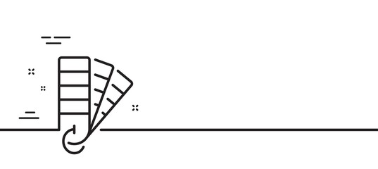 Pantone line icon. Painter color book sign. Paint swatches symbol. Minimal line illustration background. Palette line icon pattern banner. White web template concept. Vector