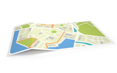 City paper map - 3D illustration