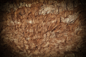 Plastered wall background for text application. Cement wall texture, vignette.