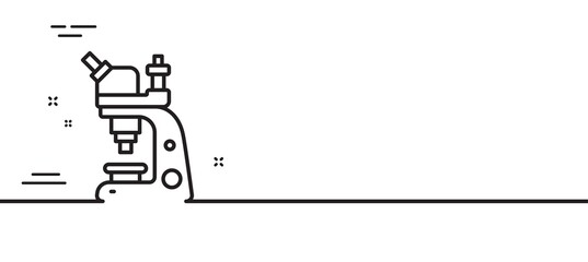 Microscope line icon. Chemistry lab sign. Analysis symbol. Minimal line illustration background. Microscope line icon pattern banner. White web template concept. Vector