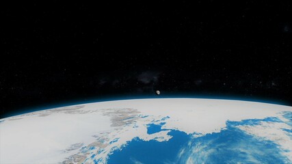 earth and moon view from space 3d illustration