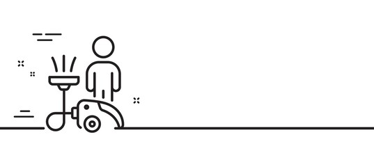 Cleaning line icon. Household service sign. Professional vacuum cleaner symbol. Minimal line illustration background. Cleaning line icon pattern banner. White web template concept. Vector