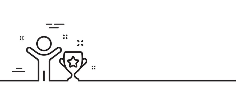 Winner cup line icon. Award trophy sign. Best achievement symbol. Minimal line illustration background. Winner cup line icon pattern banner. White web template concept. Vector