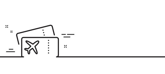 Boarding pass line icon. Airplane tickets sign. Check in flight symbol. Minimal line illustration background. Boarding pass line icon pattern banner. White web template concept. Vector