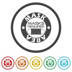 Mask area icon isolated on white background, color set