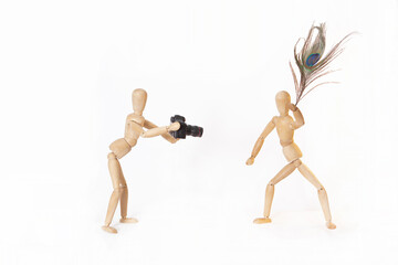 
Wooden mannequin isolated on white