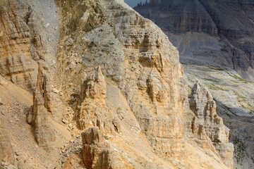 Particolari di parete rocciosa dolomitica (Trentino, Alto Adige, Italia)