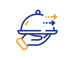 Food delivery line icon. Restaurant order sign. Catering service symbol. Colorful thin line outline concept. Linear style food delivery icon. Editable stroke. Vector