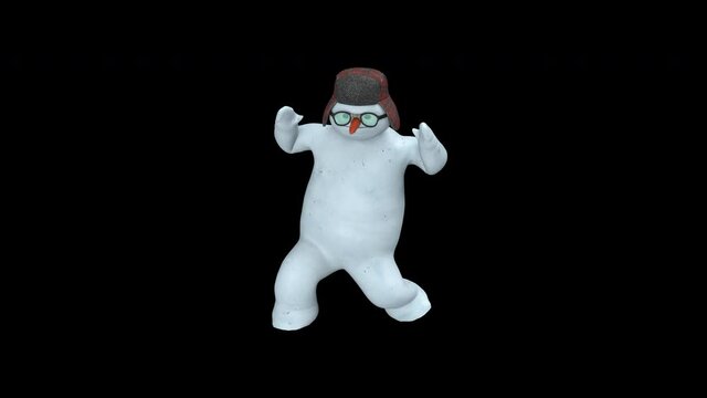 Snowman dance - 3d render looped with alpha channel.