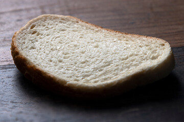 Slice of bread on the table.