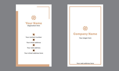 Creative,corporate,simple white,black,brown potrait business card template vector
