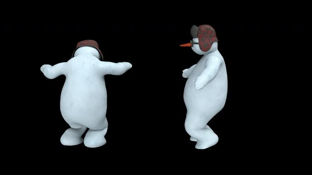 Snowman dance - 3d render looped with alpha channel.