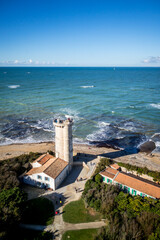 Whale lighthouse - Phare des baleines - in Re island - obrazy, fototapety, plakaty