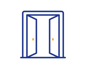 Open door line icon. Entrance doorway sign. Building exit symbol. Colorful thin line outline concept. Linear style open door icon. Editable stroke. Vector