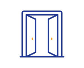 Open door line icon. Entrance doorway sign. Building exit symbol. Colorful thin line outline concept. Linear style open door icon. Editable stroke. Vector