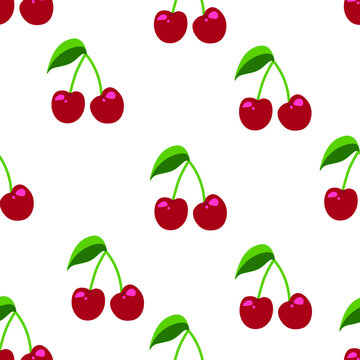 vector pattern with a simple cherry image on a white background
