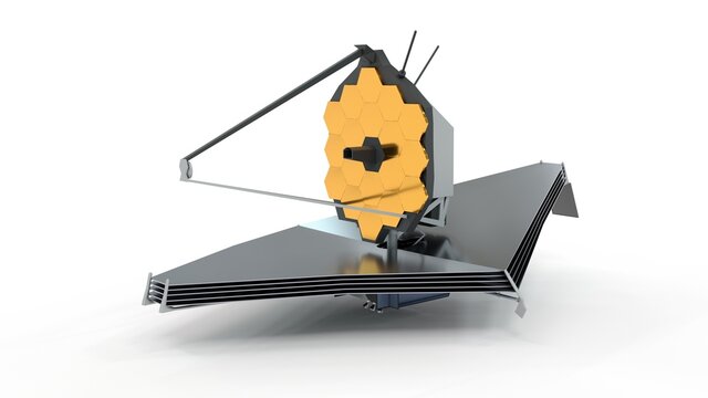 James Webb Space Telescope on white background