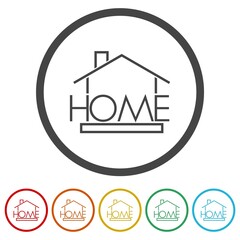 Home word icon isolated on white background, color set