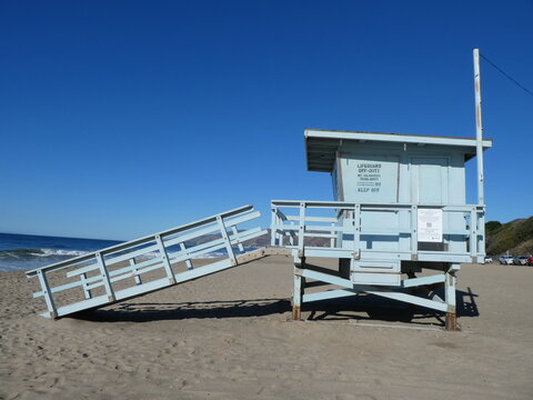 beach hut on the beach in malibu