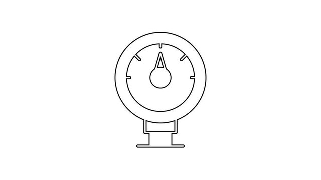 Black line Motor gas gauge icon isolated on white background. Empty fuel meter. Full tank indication. 4K Video motion graphic animation