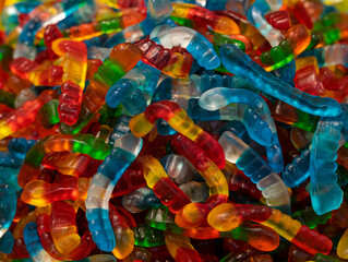 Children's sweets in the form of colorful snakes