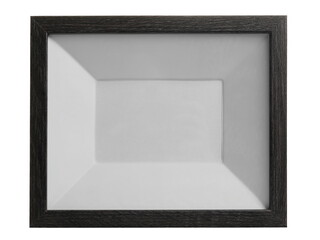 Empty wooden black frame with paper mat isolated on white, with clipping path