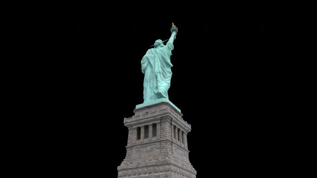 Camera rotating around Statue of Liberty – 3d render looped with alpha channel