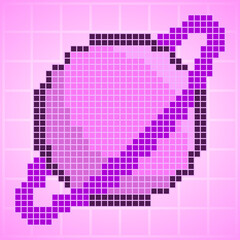 purple planet pixel art vector illustration