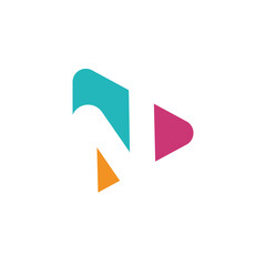 Play logo with letter N logo template, flat style colorful logos. Play icon with initial N. Abstract colorful vector and company corporate identity logo.