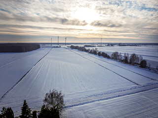 Snow covered fields and meadows. 