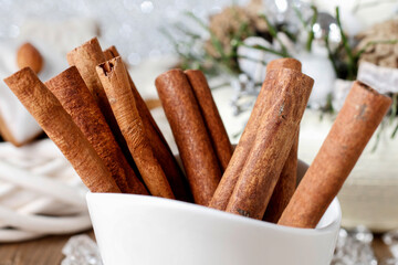 Cinnamon sticks on the table.
