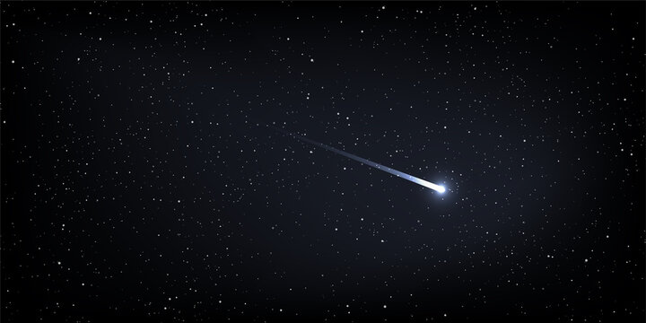 High quality star and comet universe on dark blue background. Astrology horizontal background. Stardust in galaxy. Vector Illustration.