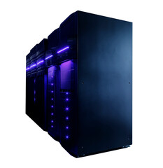 3D render rows of server hardware in data center isolate