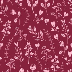 Vector botanical seamless pattern for Valentines Day