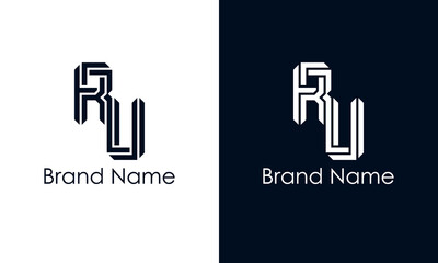 Minimalist abstract letter RU logo.