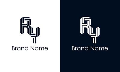 Minimalist abstract letter RY logo. - obrazy, fototapety, plakaty