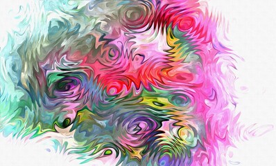 abstract psychedelic background colored fractal hotspots arranged circles and spirals of different sizes Digital graphic design alchemy. magic