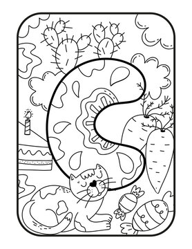 English alphabet coloring page for kids. Letter C.