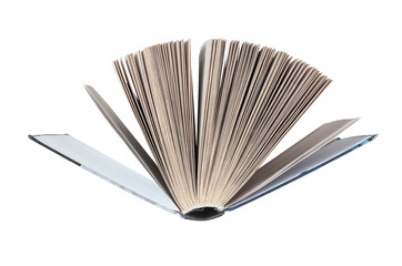 Open book with turning pages isolated on white background.