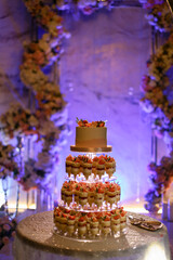 wedding cake with strawberry, portioned dessert, wedding cake