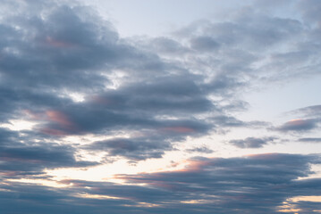 Morning gray with red clouds at dawn.
