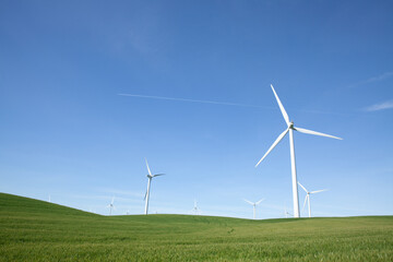 Wind turbine with blue sky