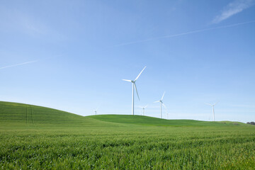 Wind turbine with blue sky