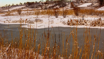 Sunday winter morning in countryside Ukraine