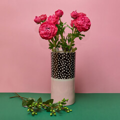 Decorative ceramic vase. Stylish Interior home design