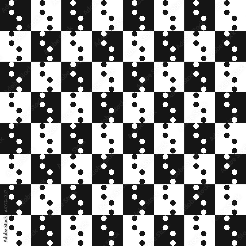 Poster A chessboard with dots on each square. Vector with dots going on each cell of the chessboard.